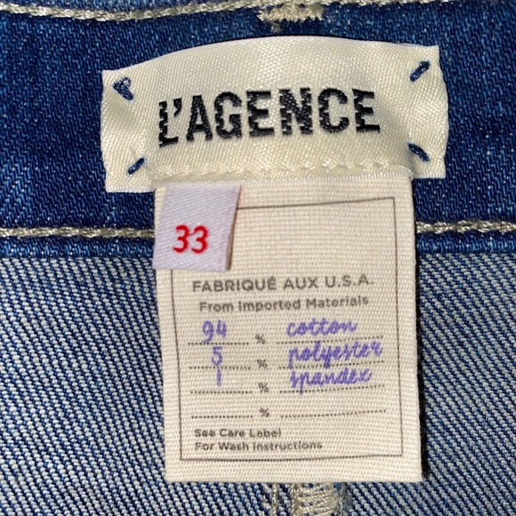 L’Agence El Matador Slim High Rise Cropped Gold Glitter Coated Jeans size 33 - Picture 9 of 11